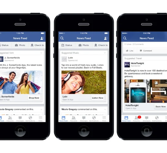 Three smartphones feature Facebook advertisements as the best social media marketing strategy